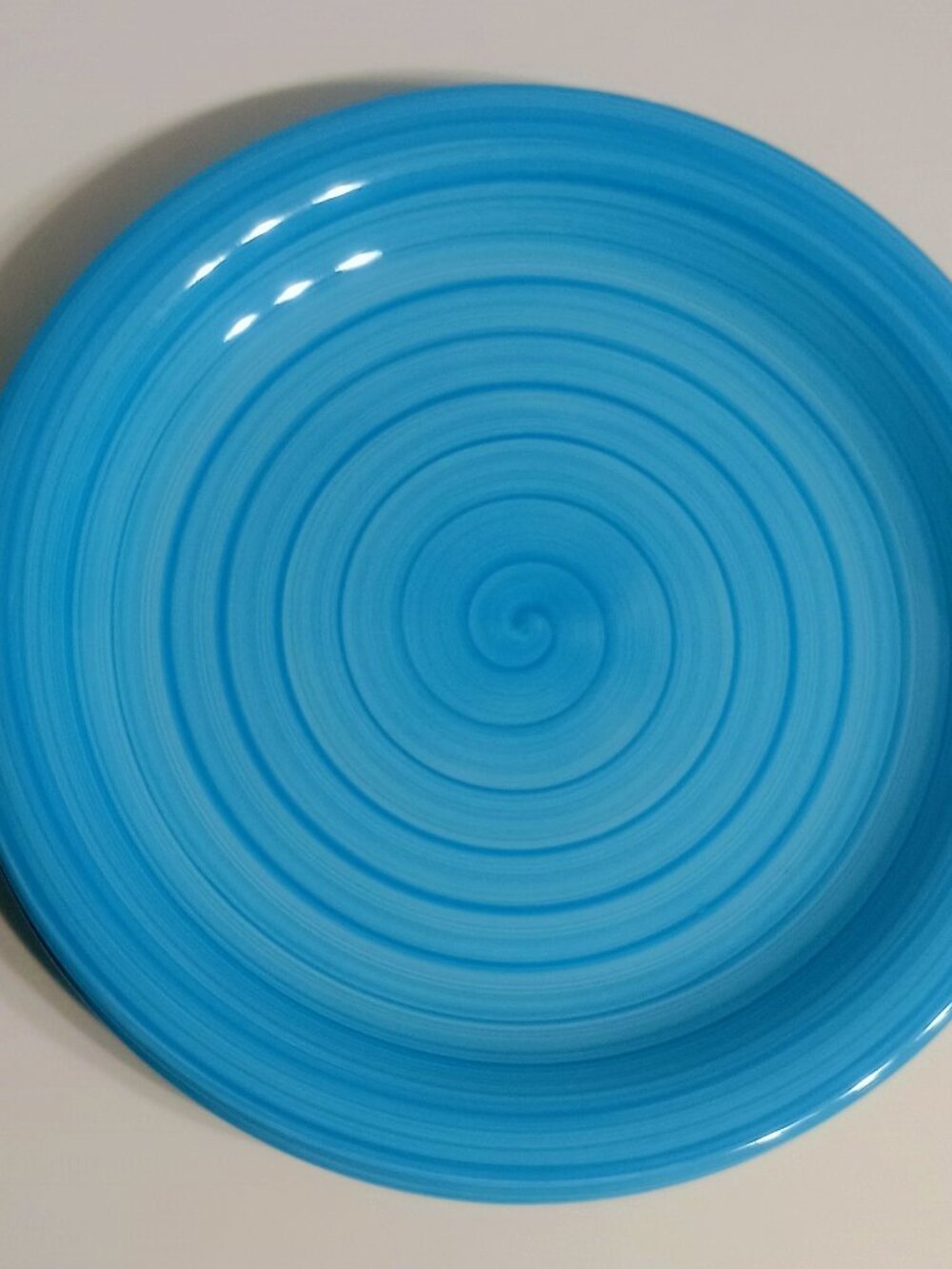 Citrus Grove Stoneware Dinner Plates 11in Aqua Blue Swirl Set of 2